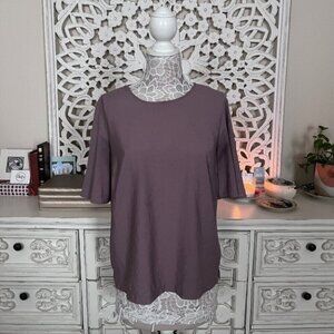 Purple Flutter Sleeve Blouse A New Day